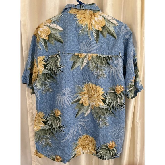 Joe Marlin XL Men's Hawaiian Camp Shirt Blue Short Sleeve Floral - Picture 5 of 5